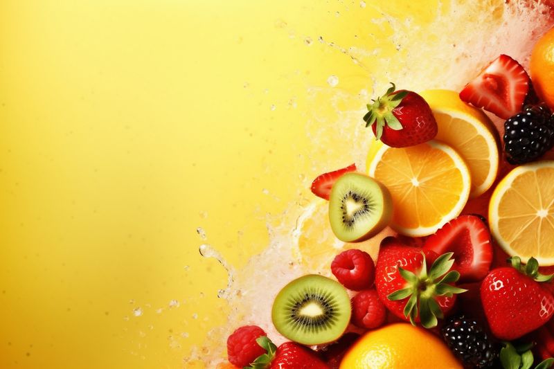 grape orange ice fruit smoke apple banana juice hookah background food. Generative AI.