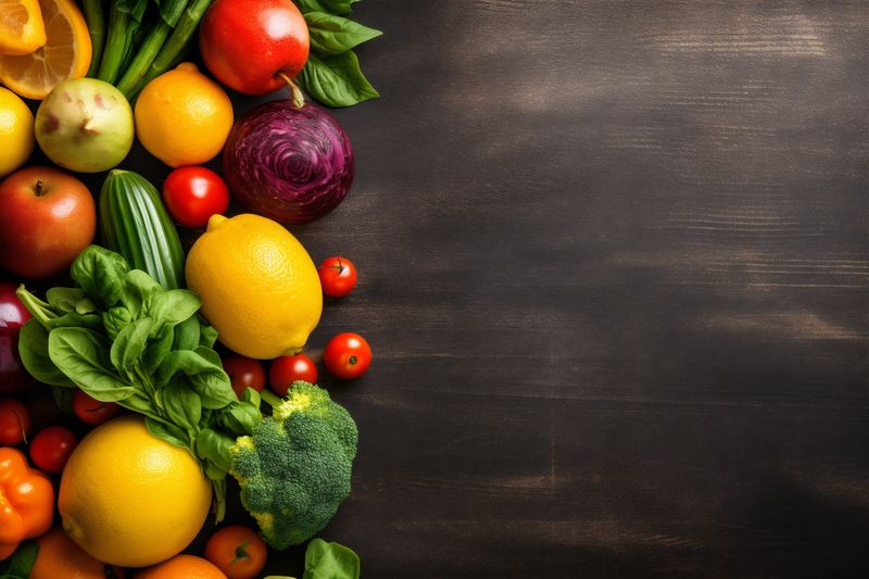 vegetarian dark table healthy vegetable cooking ingredient market food background fresh. Generative AI.