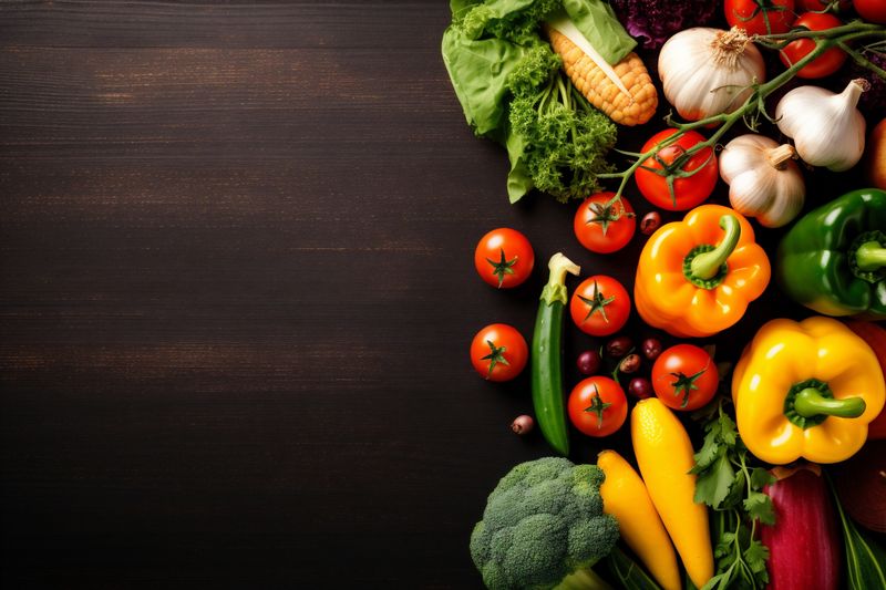 cooking vegetable organic dark healthy fresh vegetarian background table ingredient food. Generative AI.