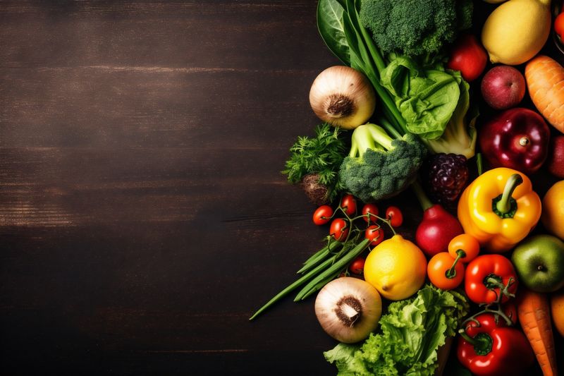 cooking healthy background ingredient dark herb table vegetable food fresh vegetarian. Generative AI.