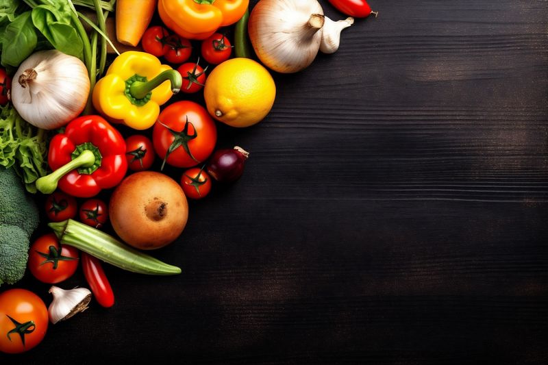 dark ingredient food table healthy fresh vegetarian green cooking background vegetable. Generative AI.