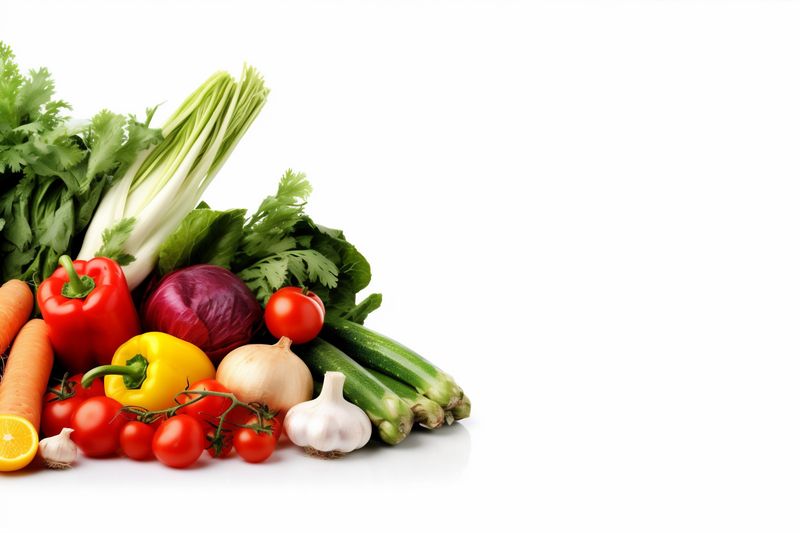 background vegetable fresh white green isolated tomato fruit food healthy vegetarian. Generative AI.
