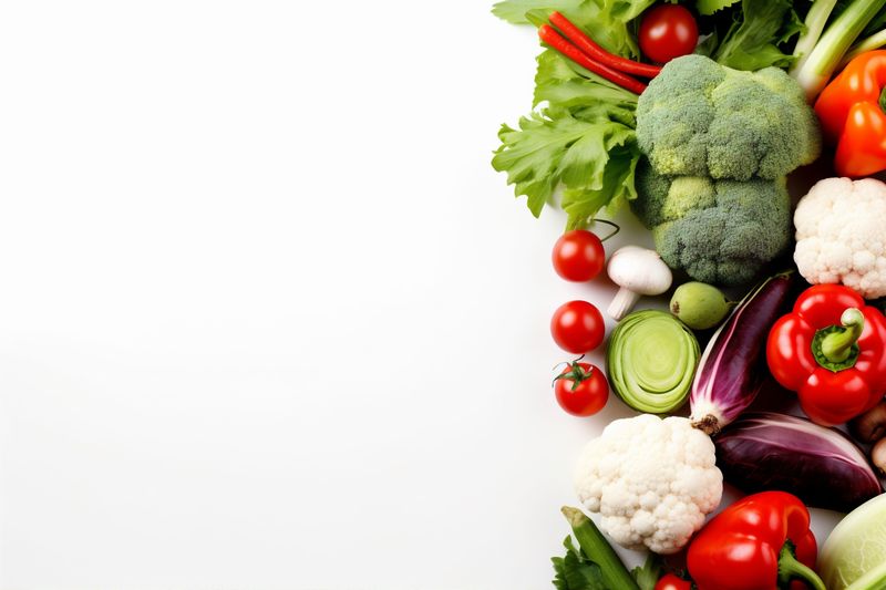 isolated white food tomato vegetable green group fruit vegetarian healthy background. Generative AI.