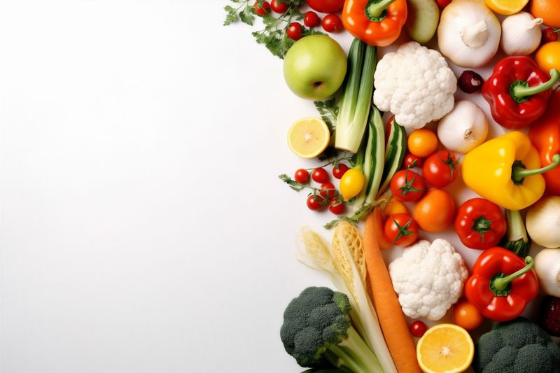 orange food white tomato vegetarian healthy green fruit vegetable background isolated. Generative AI.