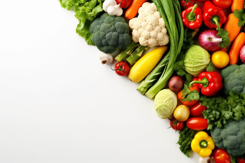 vegetable healthy green vegetarian produce food white fruit isolated tomato background. Generative AI.