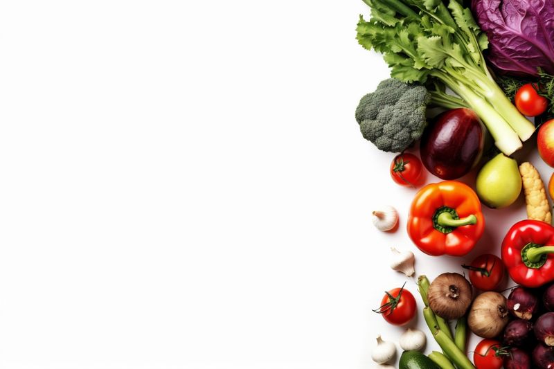 food green healthy group fruit vegetarian isolated white vegetable tomato background. Generative AI.