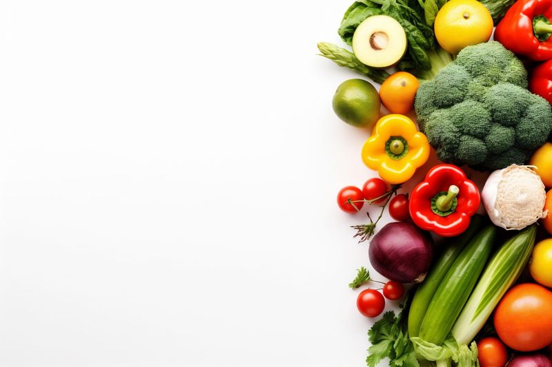 isolated background harvest food fruit green tomato vegetable white healthy vegetarian. Generative AI.