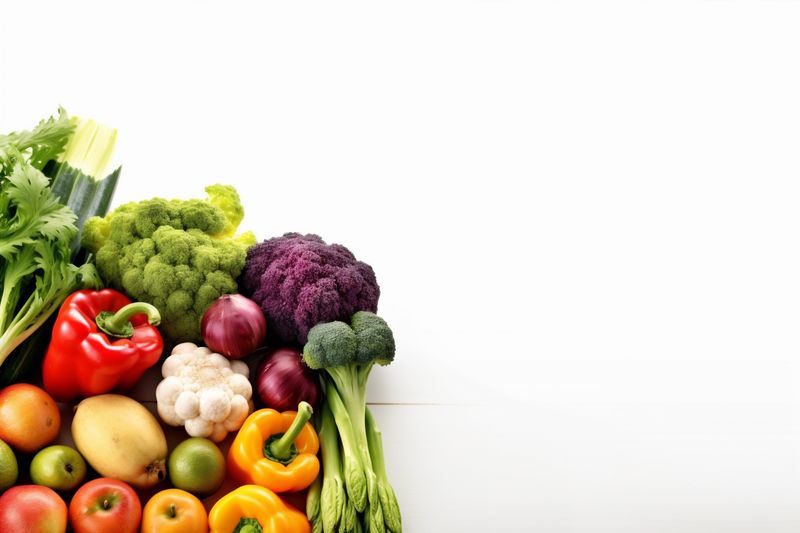 yellow vegetable healthy green white isolated food tomato vegetarian fruit background. Generative AI.