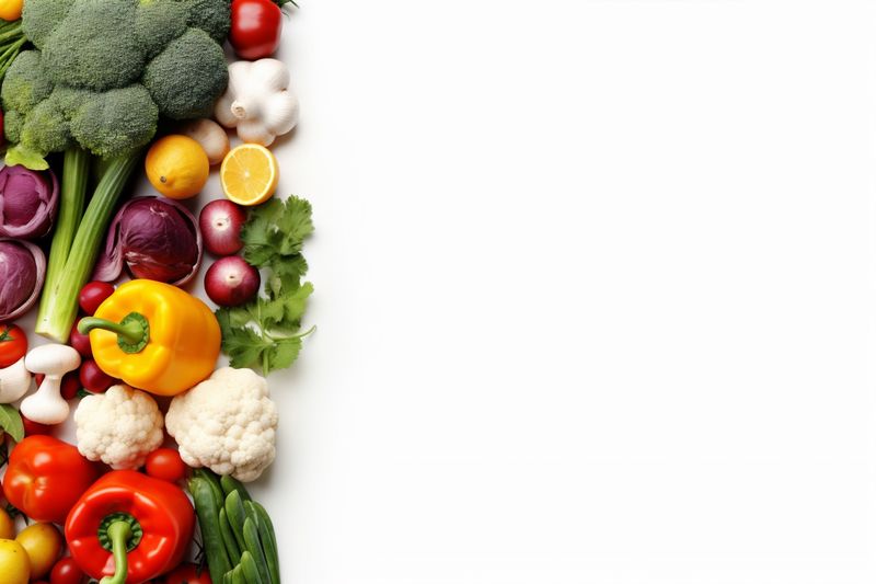 isolated white green fruit background healthy vegetarian vegetable tomato food orange. Generative AI.