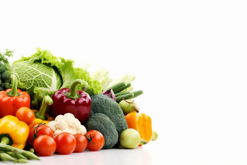 grocery isolated fruit vegetarian green white healthy food background vegetable tomato. Generative AI.