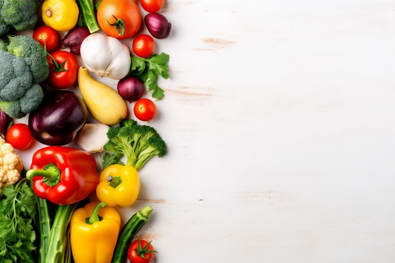 green vegetable fruit tomato background healthy white food raw vegetarian isolated. Generative AI.