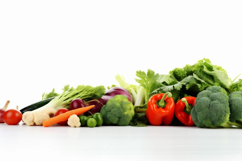 healthy vegetarian fruit white background ingredient vegetable isolated food green tomato. Generative AI.