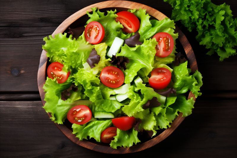 green vegetable salad food dark fresh nutrition background diet vegetarian healthy. Generative AI.
