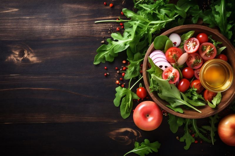 background vegetable food fresh green mockup diet vegetarian dark healthy salad. Generative AI.