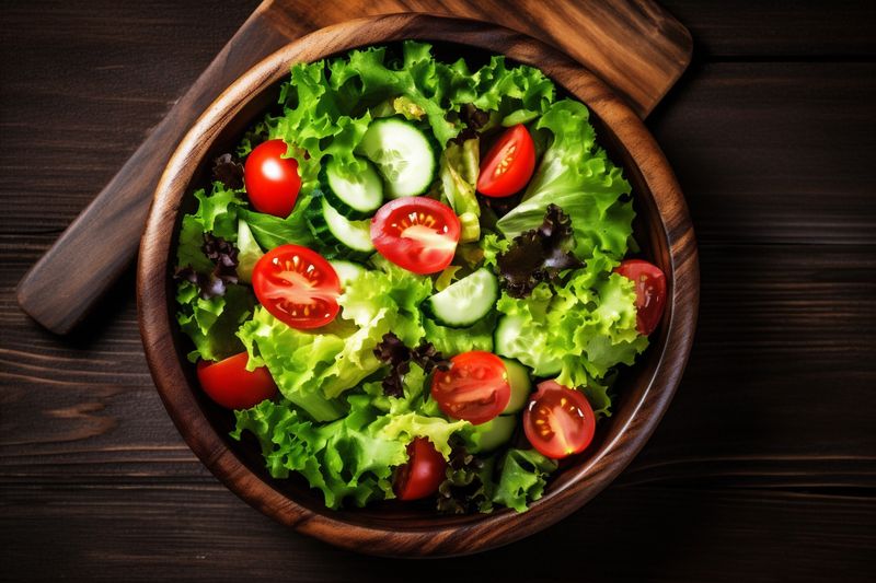 lunch green healthy vegetarian vegetable fresh background food dark diet salad. Generative AI.