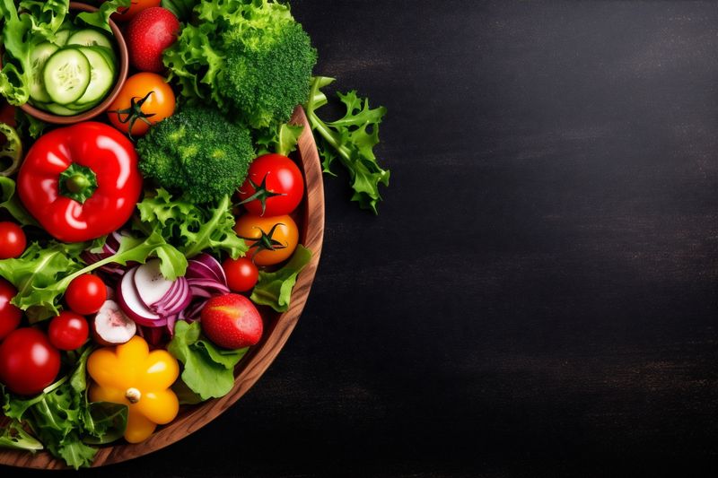 nutrition vegetable background vegetarian salad diet green fresh dark food healthy. Generative AI.