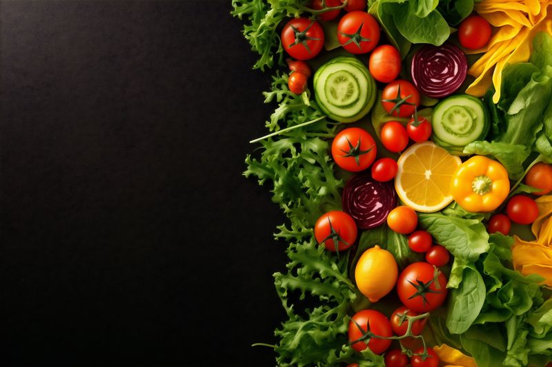 diet green healthy fresh vegetarian salad background food dark vegetable vegan. Generative AI.