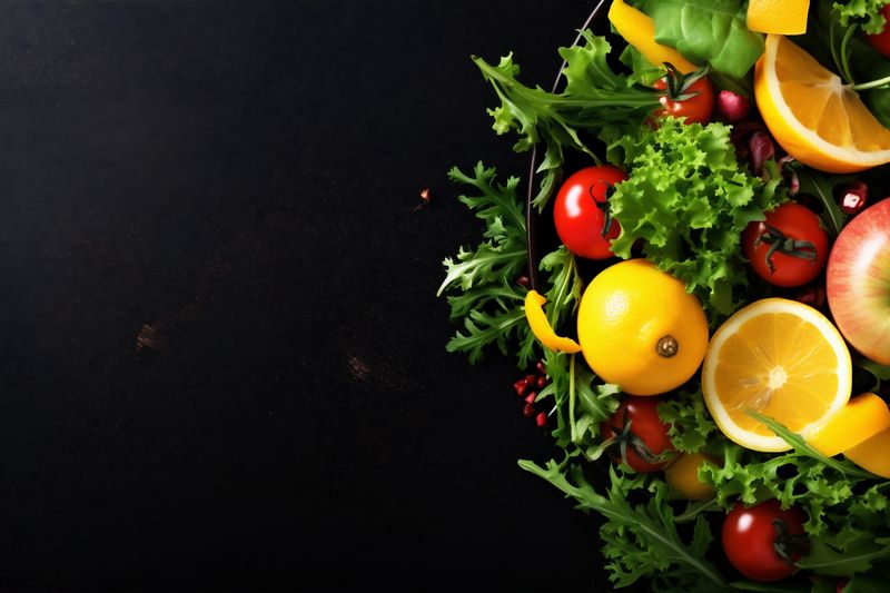 healthy green food fresh salad background dieting dark vegetarian vegetable diet. Generative AI.