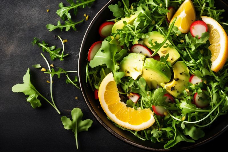 fresh vegetable food green diet background salad flat healthy vegetarian dark. Generative AI.