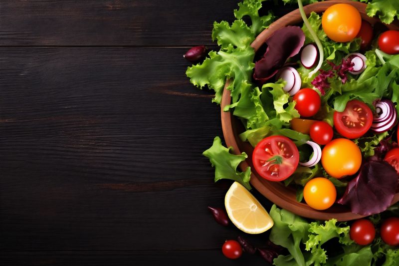 diet green vegetable dark background nutrition healthy vegetarian salad fresh food. Generative AI.