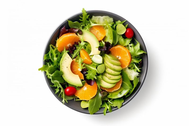 green salad lettuce tomato lunch food healthy vegetarian vegetable fresh. Generative AI.