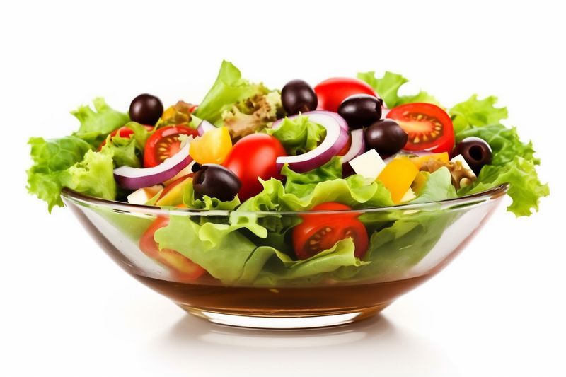 lunch lettuce tomato green vegetarian salad fresh healthy vegetable food. Generative AI.