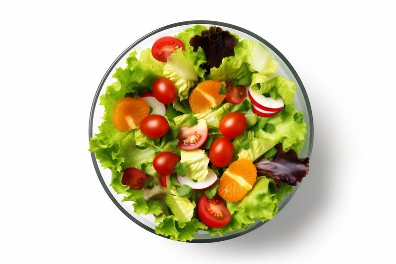 green food tomato salad fresh vegetable healthy lunch vegetarian lettuce. Generative AI.