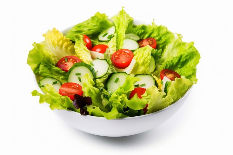 lunch food lettuce healthy green vegetarian fresh salad vegetable tomato. Generative AI.