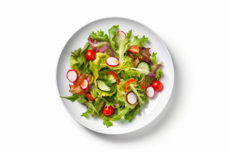 tomato lettuce salad green healthy lunch vegetable fresh vegetarian food. Generative AI.