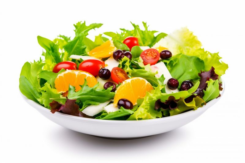 lunch green vegetable tomato vegetarian food healthy salad lettuce fresh. Generative AI.