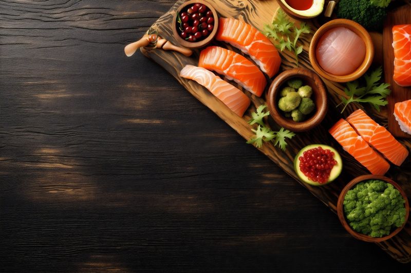 roll food healthy fish seafood sushi asian rice fresh japanese. Generative AI.