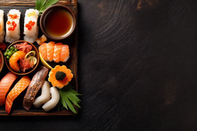 roll asian fish rice healthy seafood sushi fresh japanese food. Generative AI.