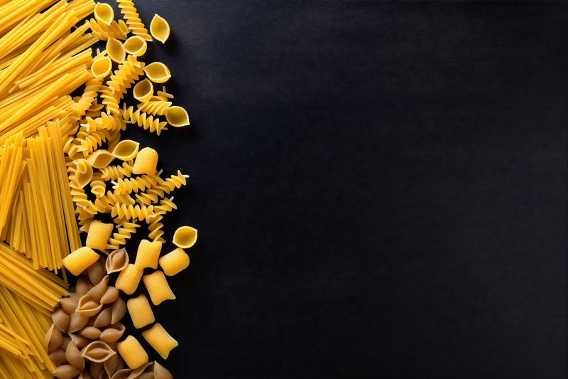 background pasta macaroni raw italian food ingredient dinner healthy uncooked spaghetti. Generative AI.