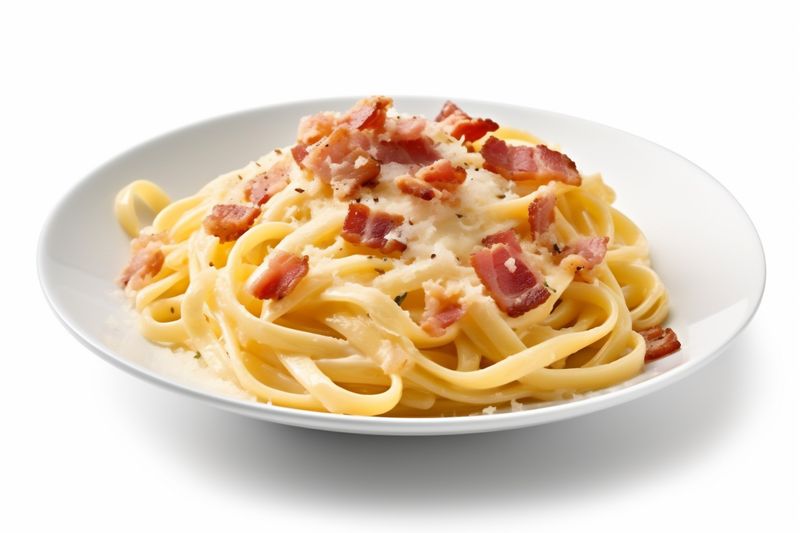 lunch cheese pasta isolated carbonara cream plate italian background food spaghetti. Generative AI.