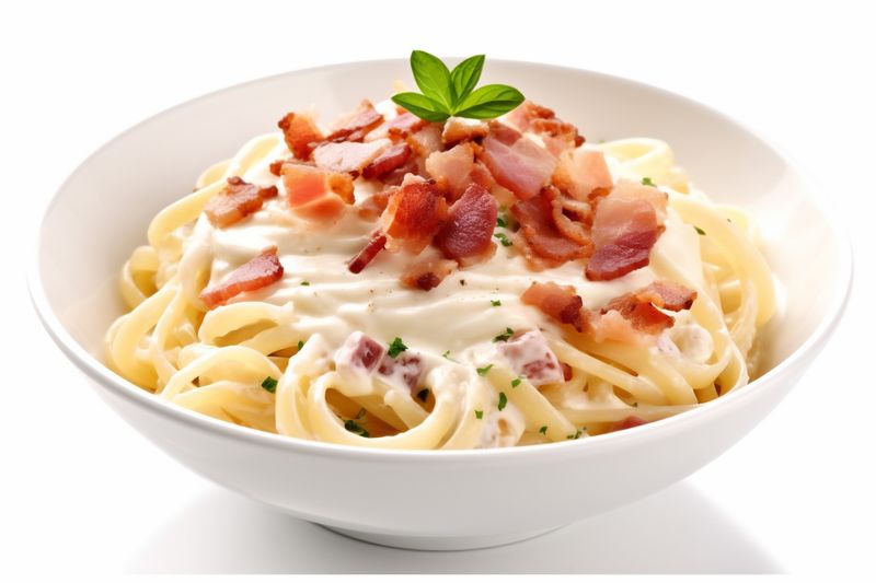 cheese isolated food carbonara tasty spaghetti italian background plate pasta lunch. Generative AI.