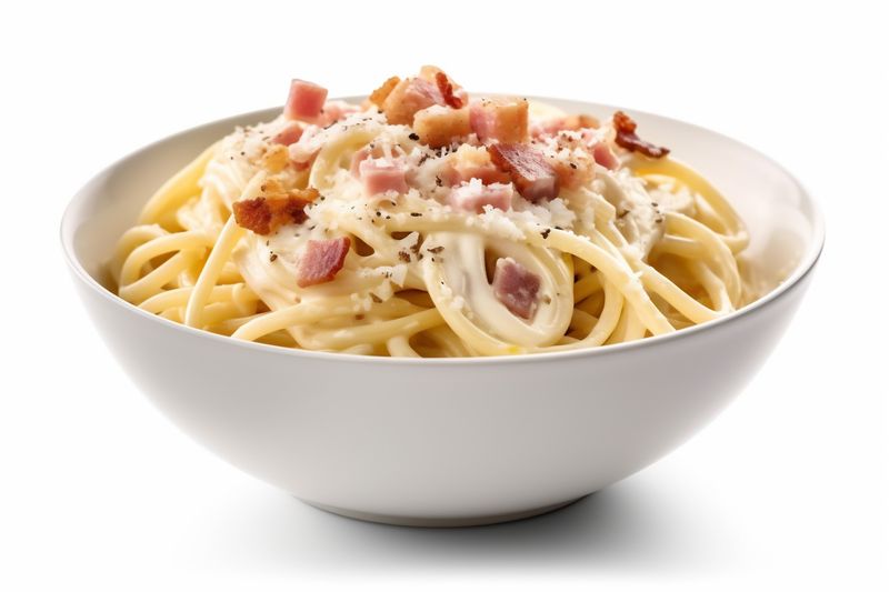 spaghetti background italian cheese isolated plate carbonara mediterranean food pasta lunch. Generative AI.