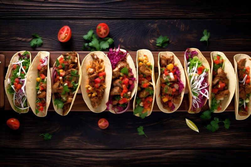 chili fresh vegetable pepper tomato sauce mexican taco meal food. Generative AI.