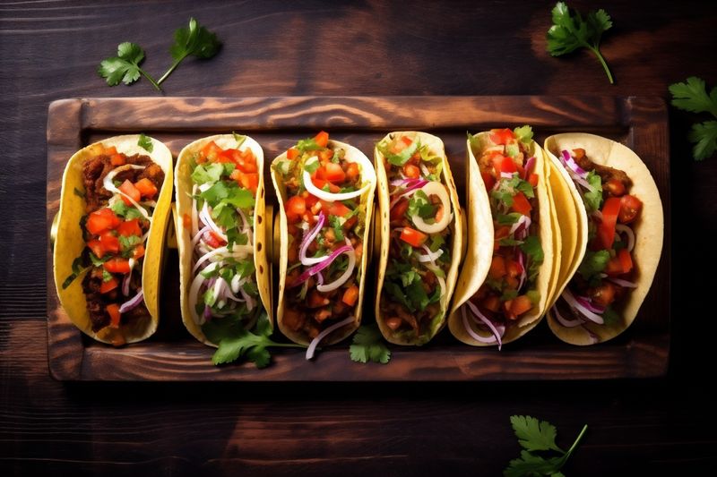 fresh chili sauce taco meal vegetable food tomato mexican pepper. Generative AI.