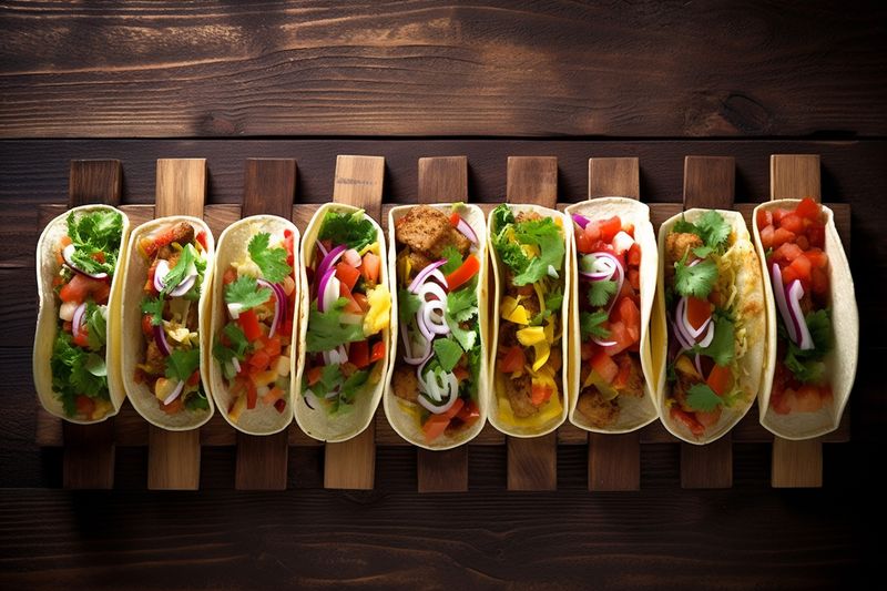 fresh pepper chili vegetable tomato mexican taco food sauce meal. Generative AI.