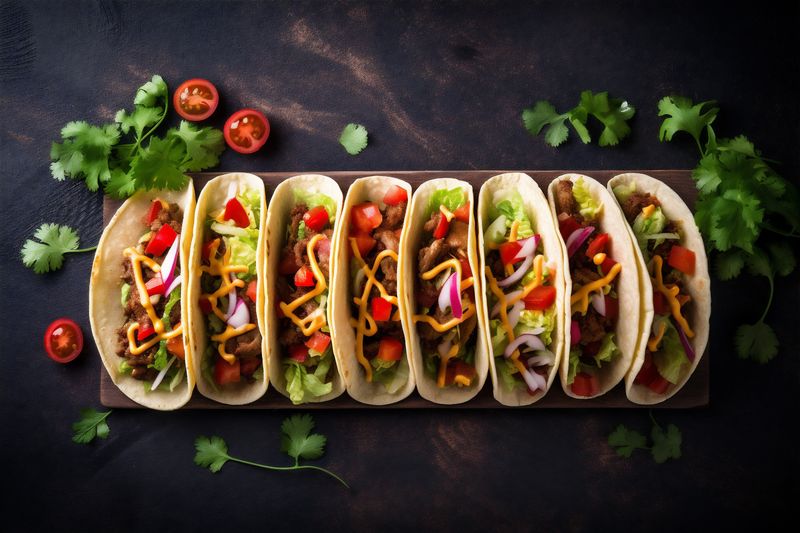 vegetable mexican pepper chili food tomato taco sauce meal fresh. Generative AI.