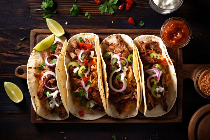 chili mexican food pepper meal fresh tomato taco sauce vegetable. Generative AI.