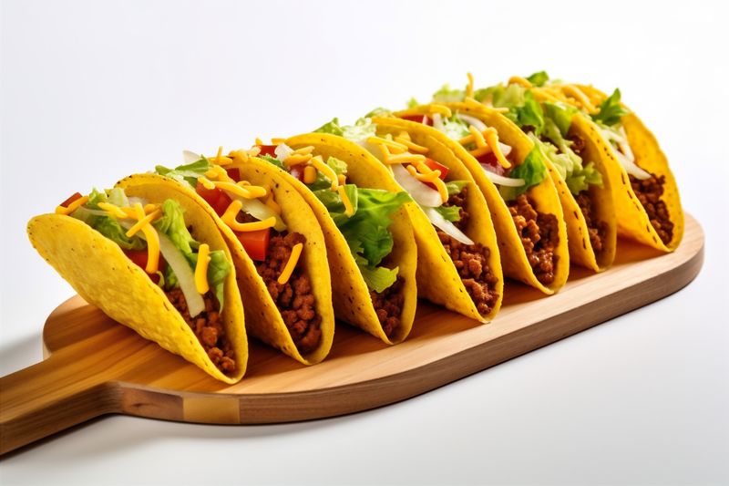 on white white tomato taco mexican isolated food beef meat tortilla vegetable. Generative AI.