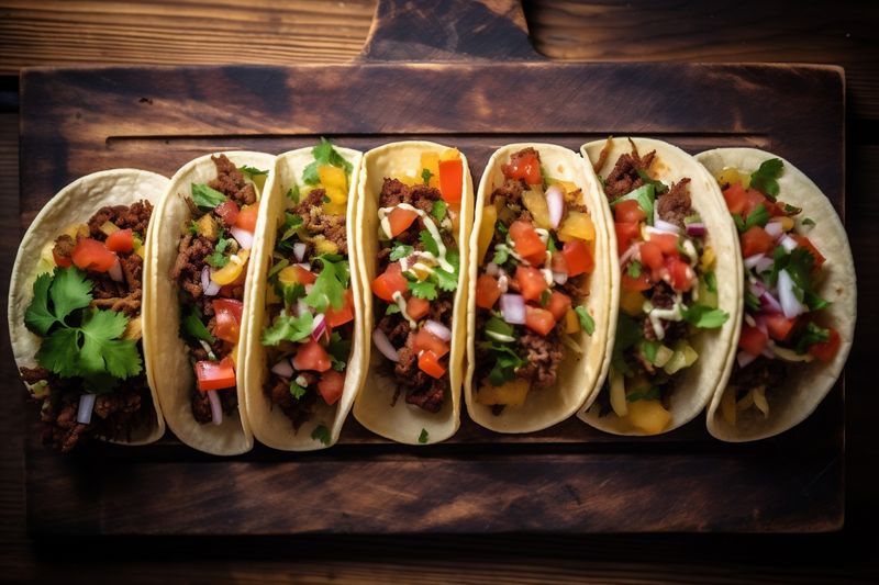 vegetable sauce taco pepper food mexican fresh meal tomato chili. Generative AI.