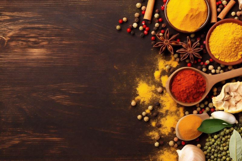 cooking ingredient food spice indian powder seasoning herb background salt dry. Generative AI.