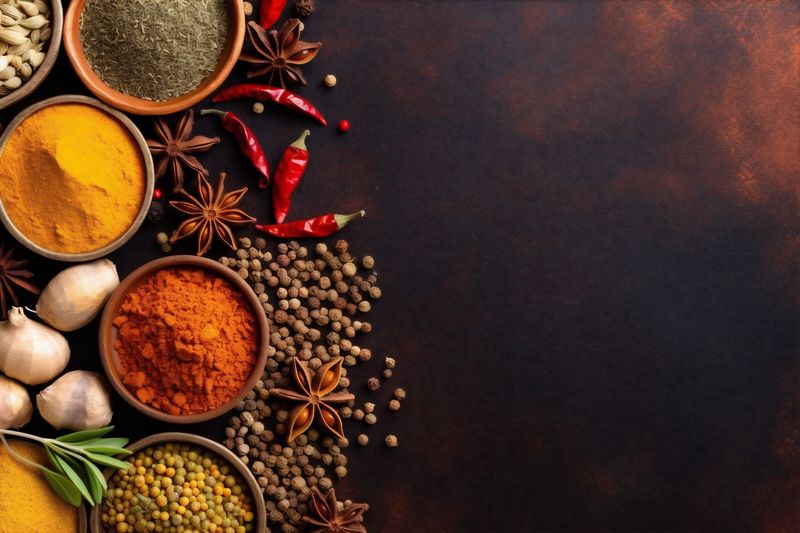 ingredient indian powder cooking dry background spicy food herb seasoning spice. Generative AI.