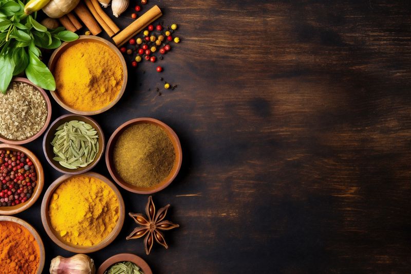 herb cooking seed powder spice indian dry food ingredient background seasoning. Generative AI.