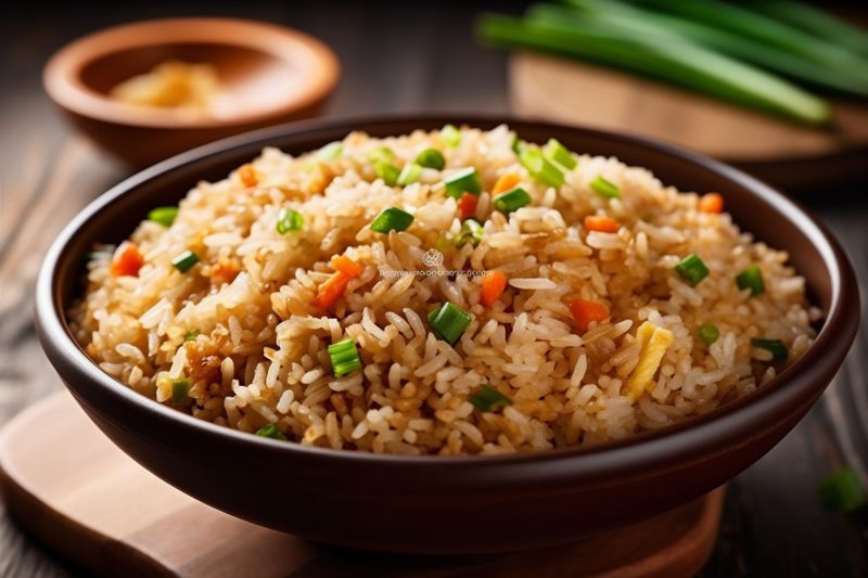 vegetable fried asian dinner rice healthy chinese rice eat food meal. Generative AI.