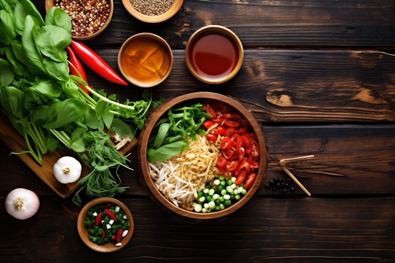 chinese dinner food eat vegetable rice rice asian meal healthy fried. Generative AI.