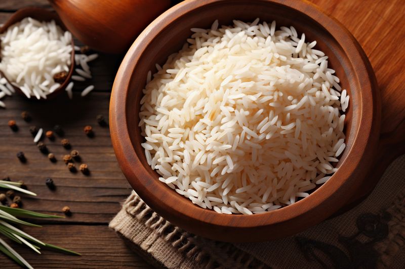 rice meal white organic vegetarian healthy diet grain asian food. Generative AI.