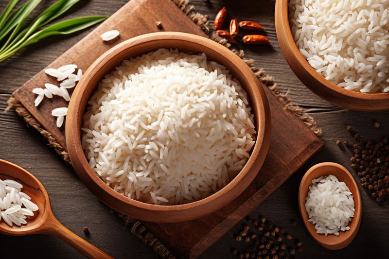 rice asian food organic diet vegetarian white healthy meal grain. Generative AI.